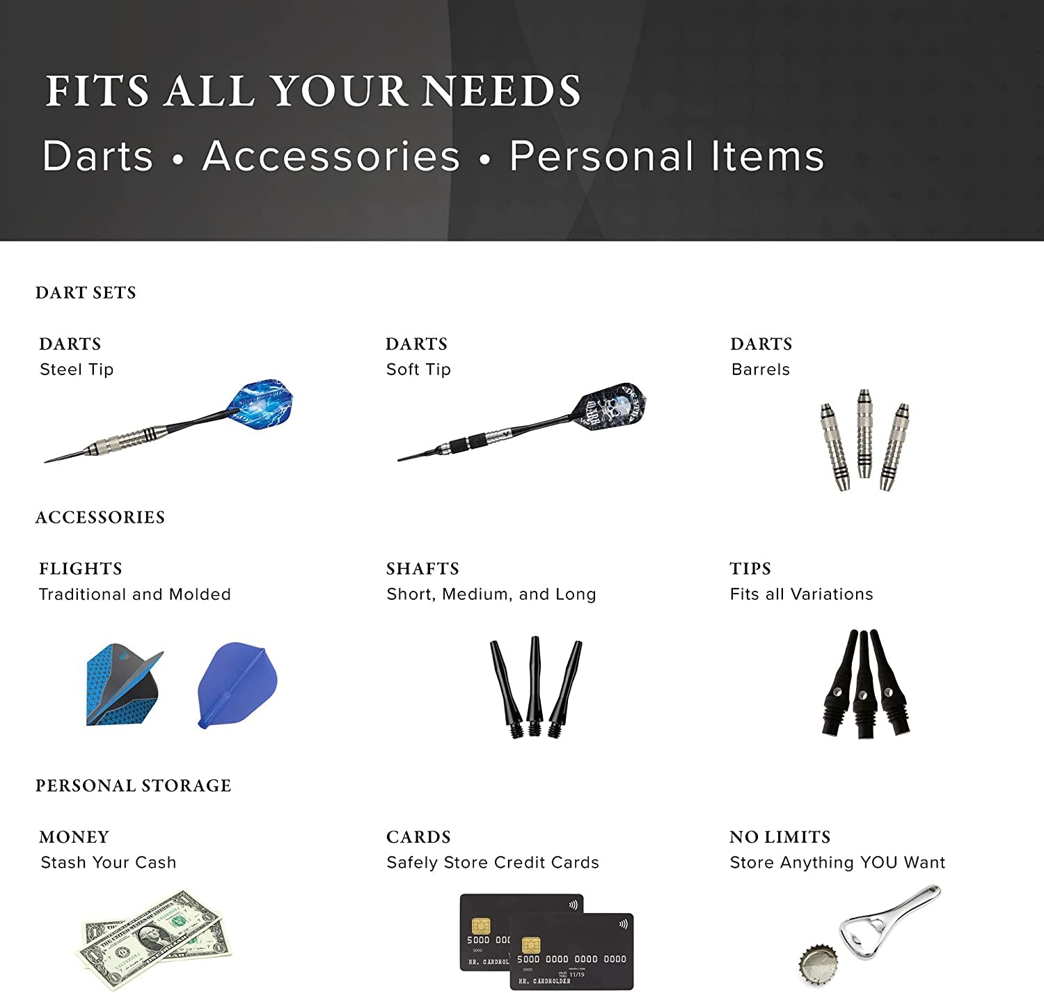 Casemaster Sentinel EVA Foam Shell Dart Case, Holds 6 Darts and Extra Accessories, Tips, Shafts and Flights, Compatible with Steel Tip and Soft Tip Darts