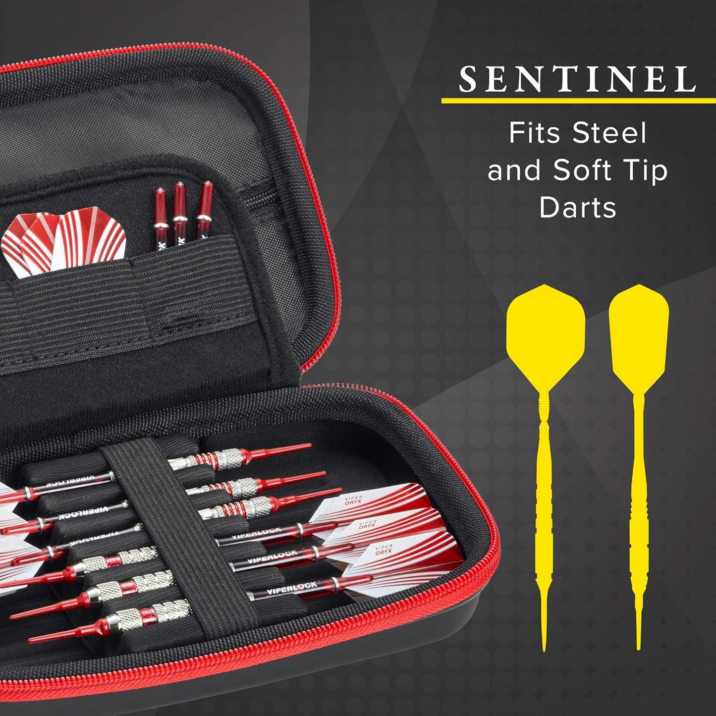 Casemaster Sentinel EVA Foam Shell Dart Case, Holds 6 Darts and Extra Accessories, Tips, Shafts and Flights, Compatible with Steel Tip and Soft Tip Darts