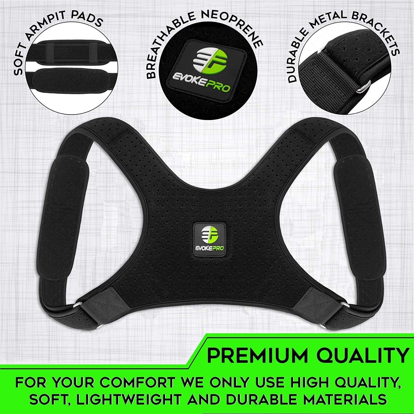 Evoke Pro Back Posture Corrector for Women and Men + Resistance Band - Trains Your Back Muscles to Prevent Slouching and Provides Back Pain Relief (Regular)
