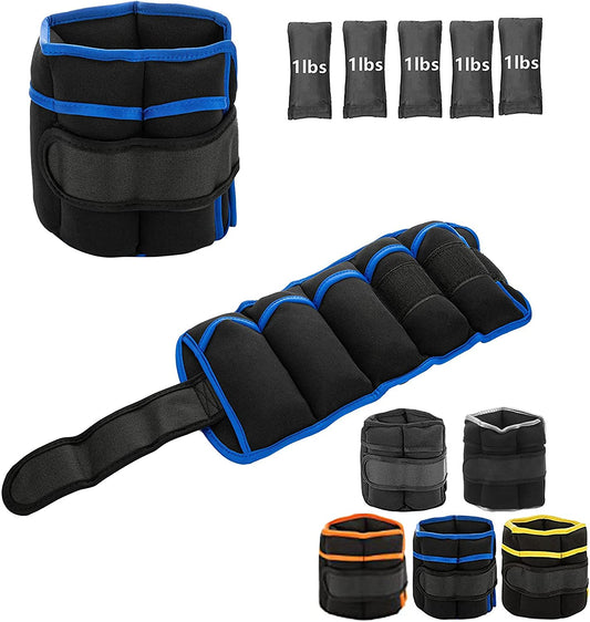 DNC Adjustable Ankle Weights 1 Pair 7 Lb 10 Lbs- Strength Training Wrist & Ankle Arm Wrist Leg Weight Set for Women Men- Removable Weighted Ankle Weights for Gym, Workout & Fitness