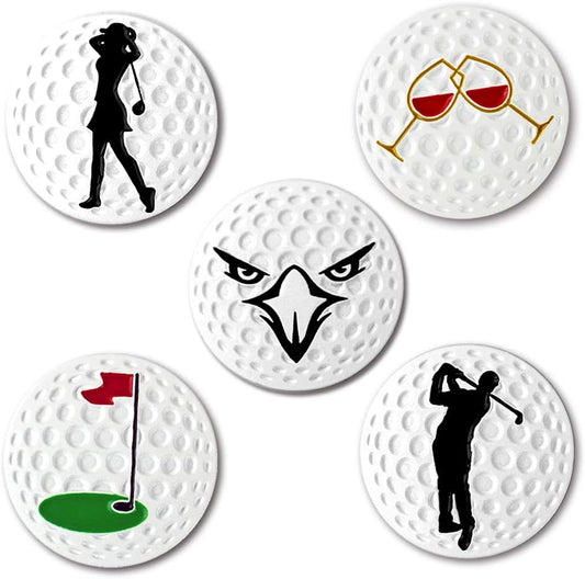 Myartte Creative Golf Ball Marker Soft Enamel Golf Markers 24.4MM Assorted 5 Pcs