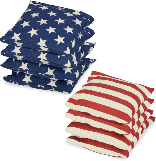 Barcaloo Weather Resistant Regulation Size & Weight Cornhole Bean Bags Set of 8 - Duck Cloth - Great for Corn Hole, Bean Bag Toss Game and More - Includes Cornhole Bag Carrying Case