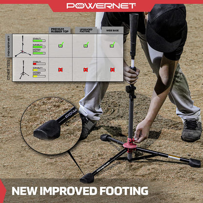 Powernet 7X7 DLX Practice Net + Deluxe Tee + Ball Caddy + 3 Pack Weighted Ball + Strike Zone Bundle | Baseball Softball Coach Pack | Pitching Batting Training Equipment Set | 7' X 7' (Navy)