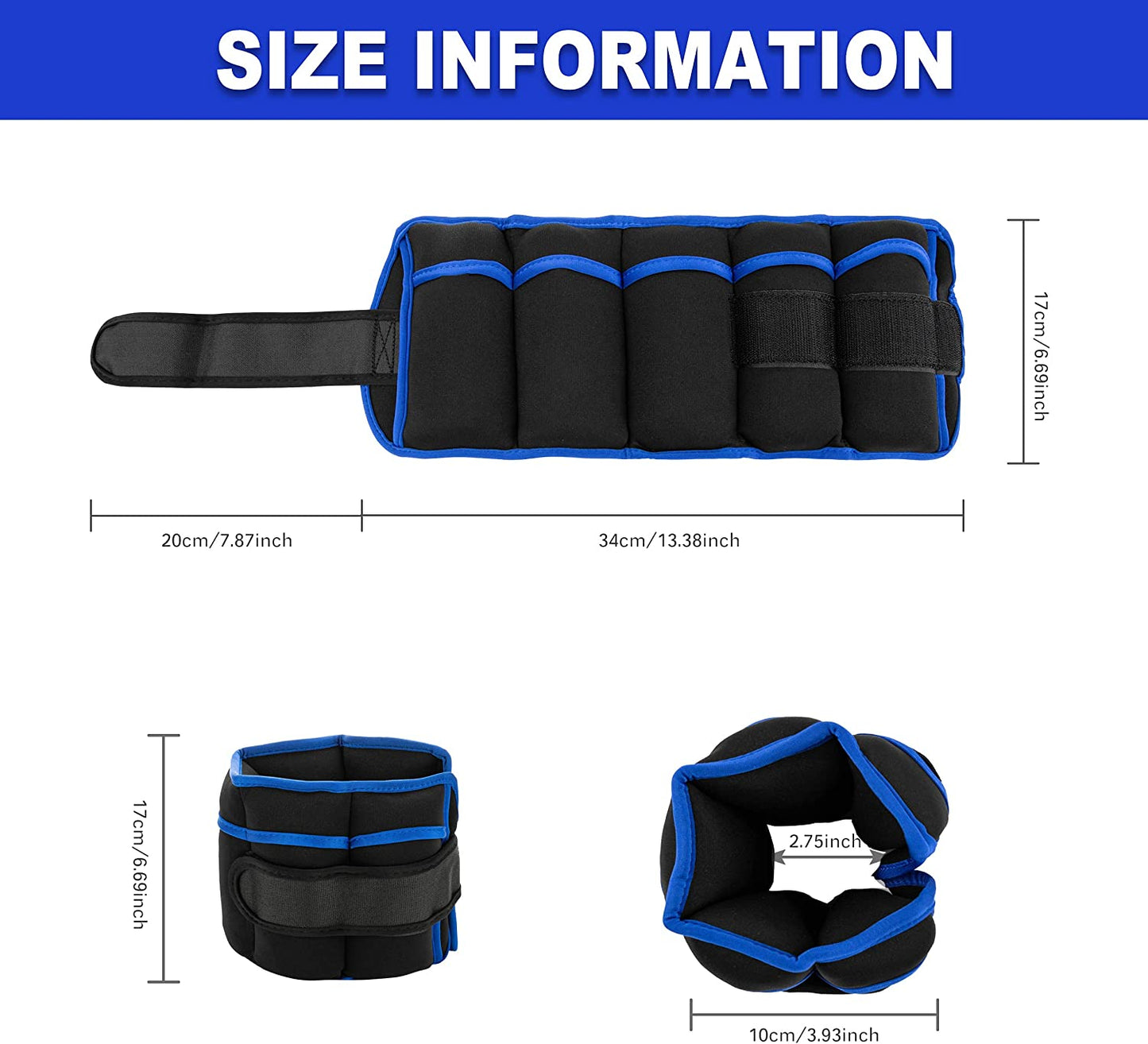 DNC Adjustable Ankle Weights 1 Pair 7 Lb 10 Lbs- Strength Training Wrist & Ankle Arm Wrist Leg Weight Set for Women Men- Removable Weighted Ankle Weights for Gym, Workout & Fitness